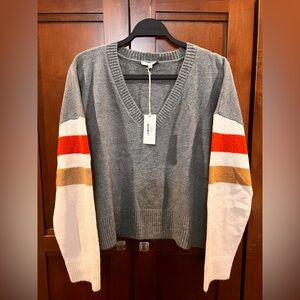 Z Supply CL color Block Sleeve Sweater with a Gray Bodice